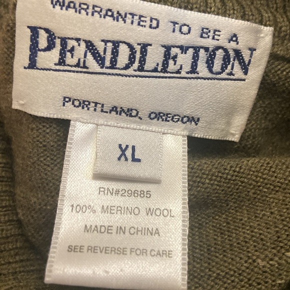 Pendleton 100% Merino Wool Mock Neck Sweater Sz XL Green - Picture 3 of 3